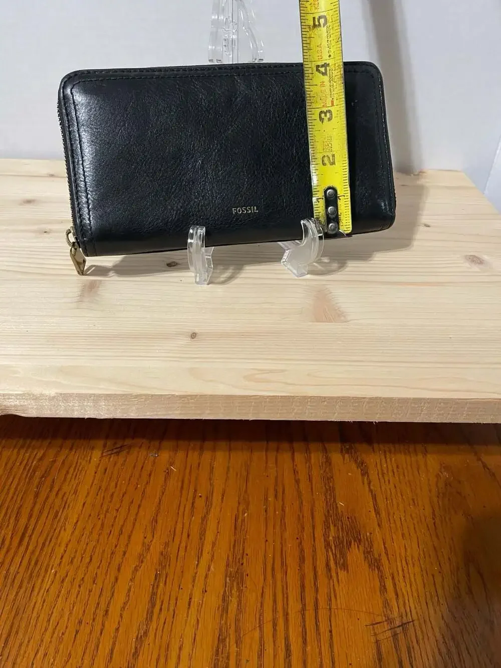 Fossil Black Leather Zip Around Clutch Wallet
